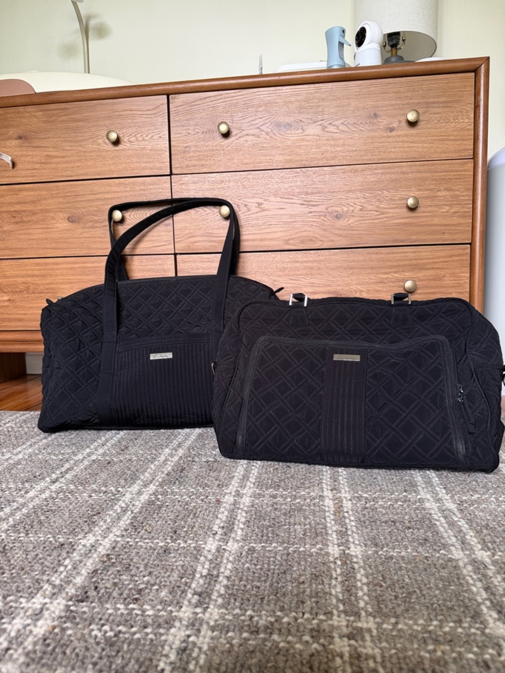 Set: Vera Bradley Black Quilted duffles